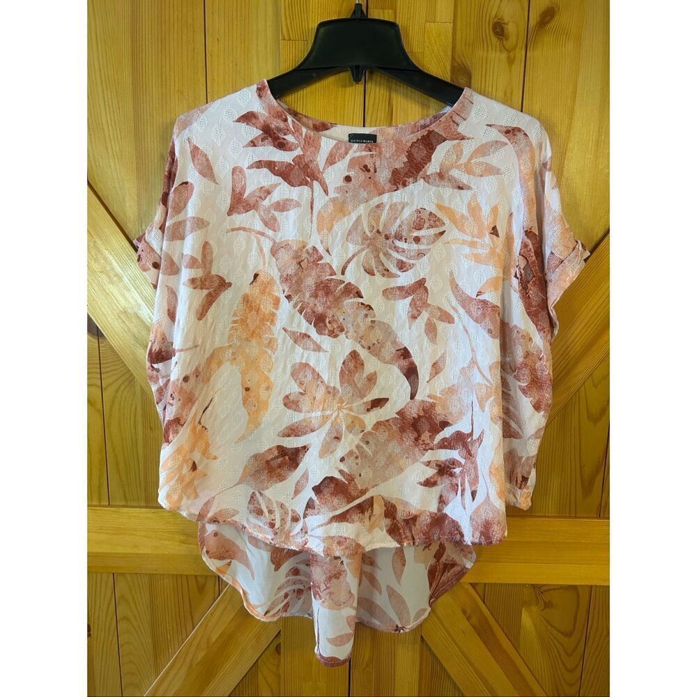 Buckle Black Women’s Pink Leaves Floral Hi Low Pullover Top Size Large (5483)